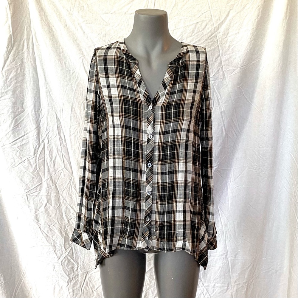 J.Jill Long Sleeve Plaid Button Down Top, Size XS, Loose Flowy Fit - Picture 3 of 10